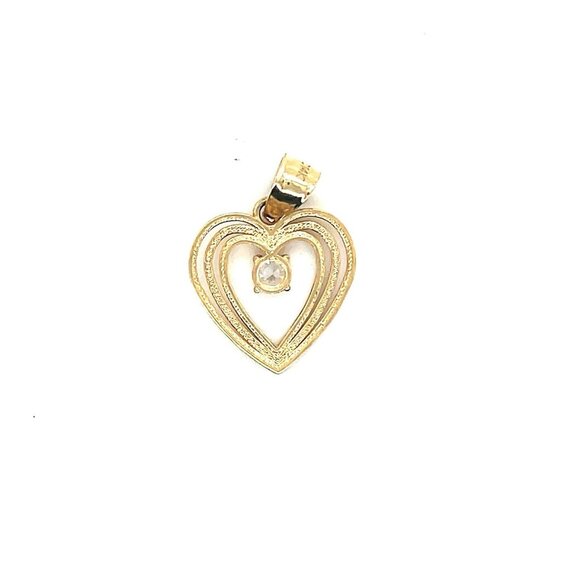 14K Gold Heart Cz Pendant - Picture 2 of 7